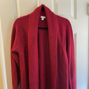 J. Jill Burgundy Open Front Cardigan Size M